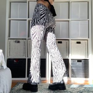 Zebra Striped Flare Pants